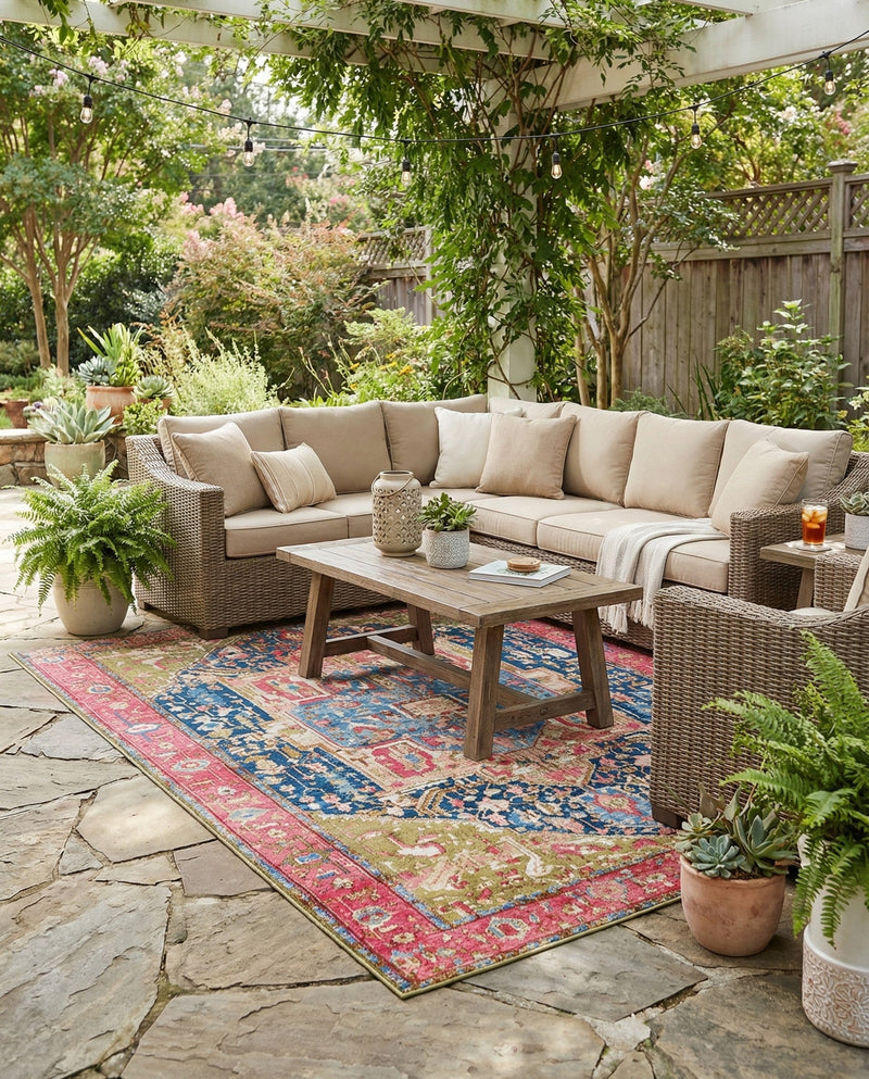 Patio Heritage Collection Area Rug -  Sanctuary Rectangle Multi  lifestyle 44