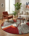 Urban Terrace Collection Area Rug -  Porch Round Red and Black  lifestyle 39