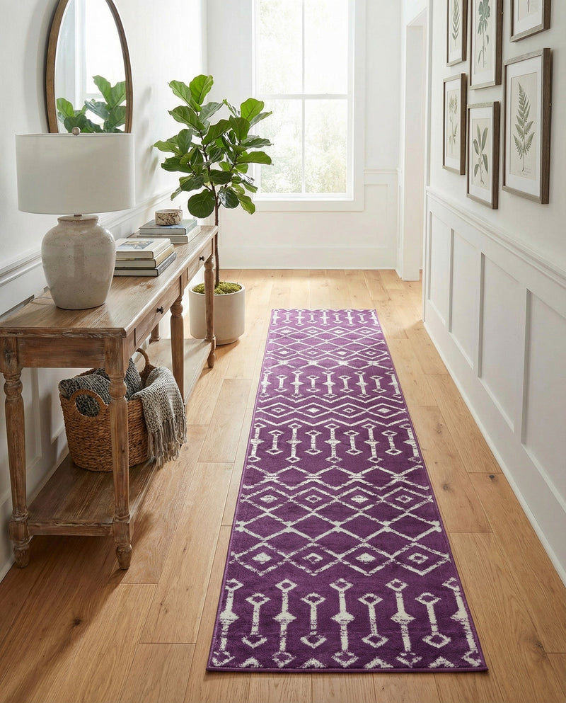 Marrakech Lattice Collection Area Rug - Medina (Violet) Runner Violet  lifestyle 25
