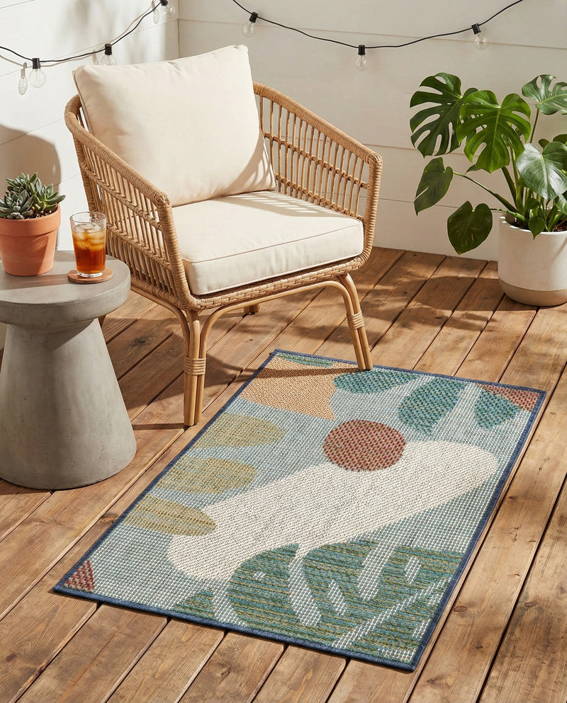 Coastal Terrace Collection Area Rug -  Boardwalk Rectangle Blue  lifestyle 3