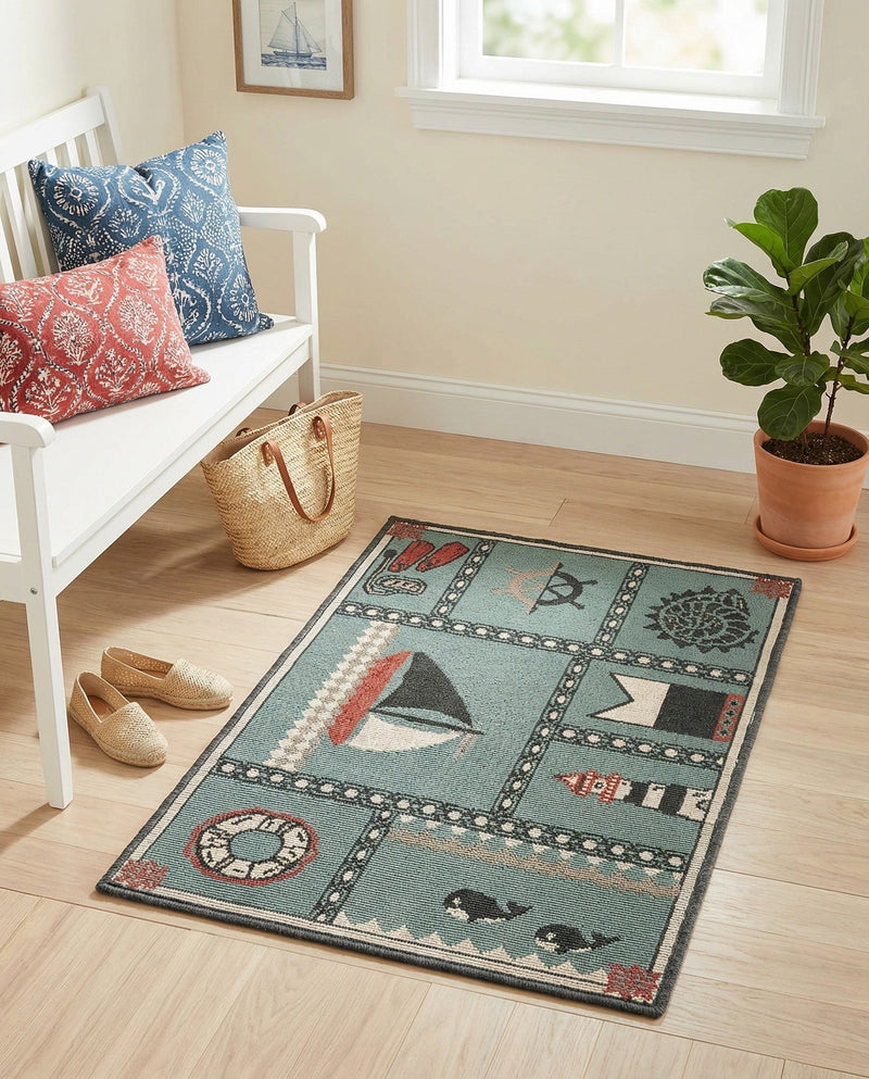 Seaside Haven Rugs Collection Area Rug -  Anchorage Rectangle Blue  lifestyle 23