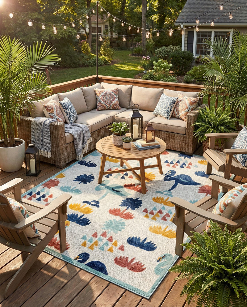 Caribbean Terrace Collection Area Rug -  StLucia Rectangle White  lifestyle 21
