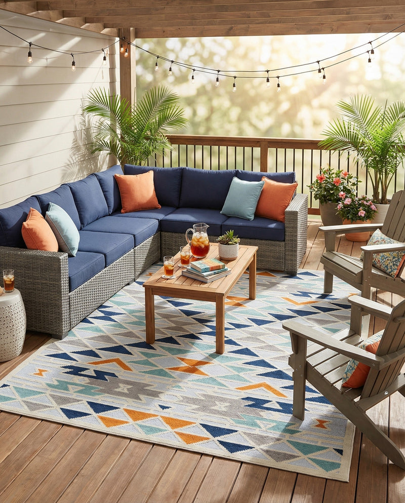 Bahama Breeze Outdoor Collection Area Rug -  Andros Rectangle Gray  lifestyle 18