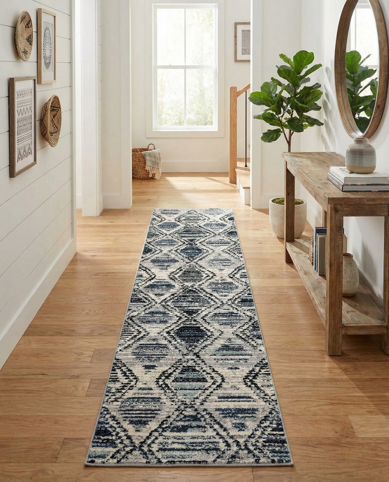 Marrakech Mosaic Collection Area Rug -  Atlas Runner Blue Gray  lifestyle 54
