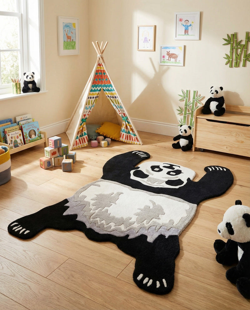 Whimsy Wonders Wool Collection Area Rug -  Mesa Rectangle Black and Gray  lifestyle 9