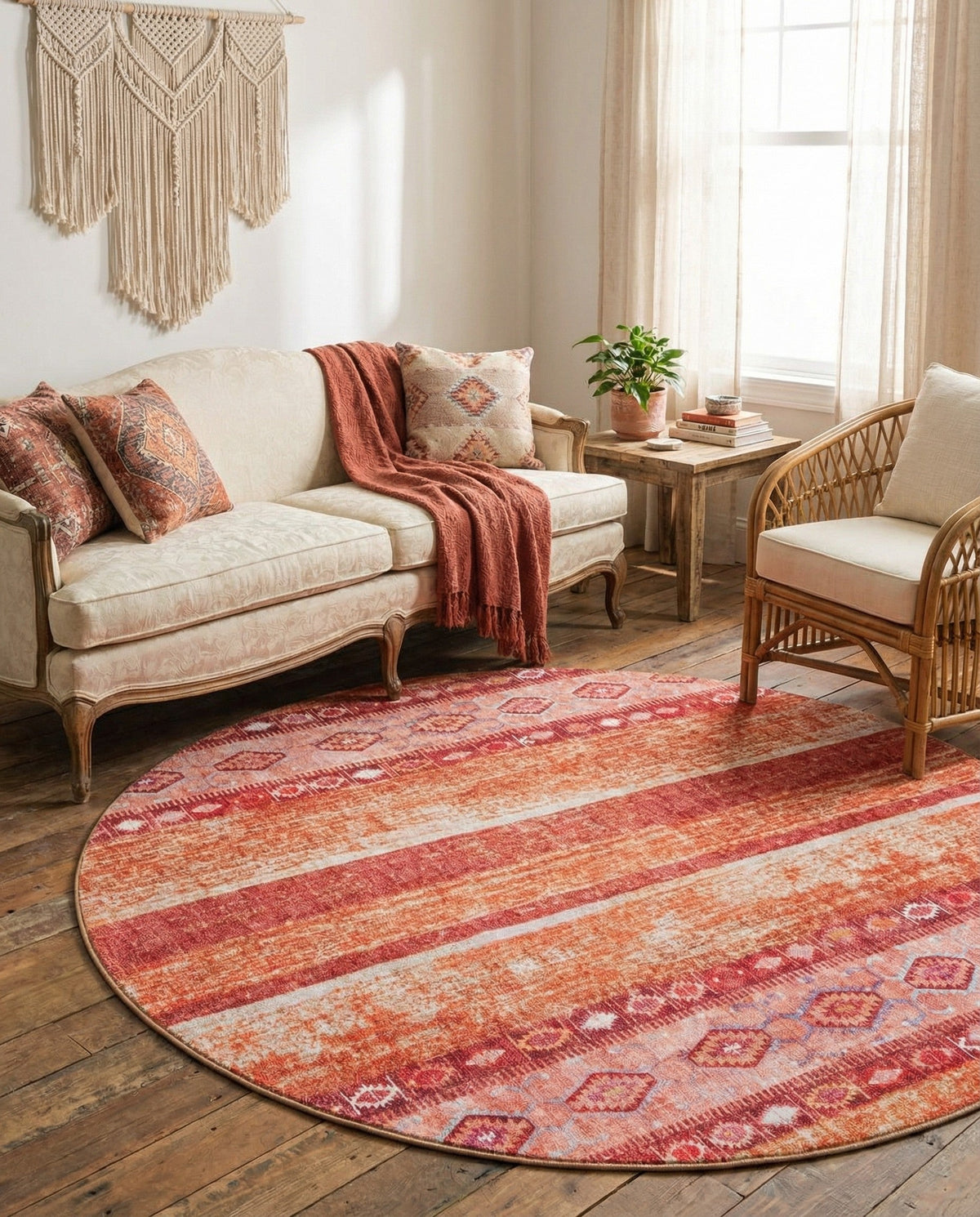 Heritage Elegance Collection Area Rug -  Edinburgh Round Rust Red  lifestyle 117