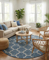 Savannah Pergola Collection Area Rug - Arbor (Navy Blue) Round Navy Blue  lifestyle 97
