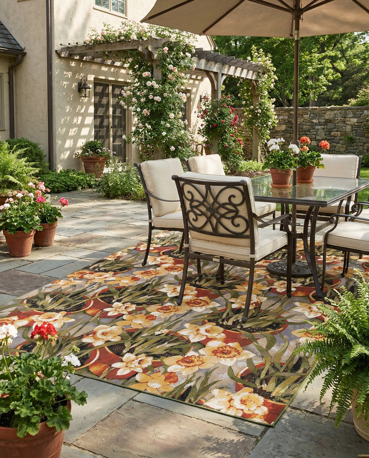 Seaside Blooms Collection Area Rug - Eden Rectangle Multi  lifestyle 5