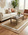 Woven Seaside Jute Collection Area Rug - Nantucket Rectangle Natural and White  lifestyle 5