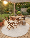 Tribal Terrace Treasures Collection Area Rug - Mayan Marina (Light Gray) Oval Light Gray  lifestyle 40