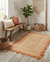 Serenity Braided Jute Collection Area Rug - Seaside Rectangle Natural and Terracotta  lifestyle 9