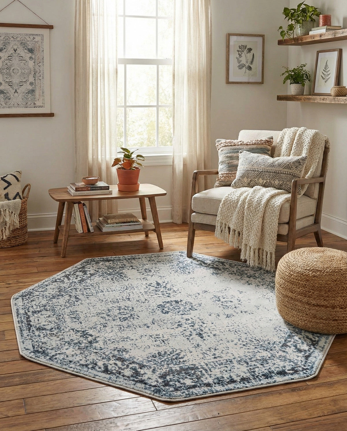 Riviera Elegance Collection Area Rug - Antibes (Light Blue) Octagon Light Blue  lifestyle 97