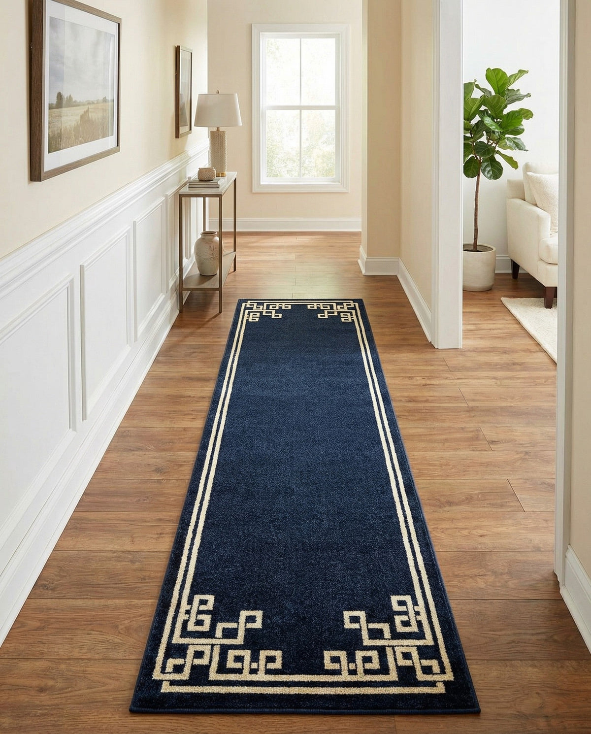 Aegean Labyrinth Collection Area Rug -  Rhodes Runner Dark Blue  lifestyle 109