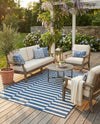 Seaside Stripes Collection Area Rug - Cabana (Blue) Rectangle Blue  lifestyle 3