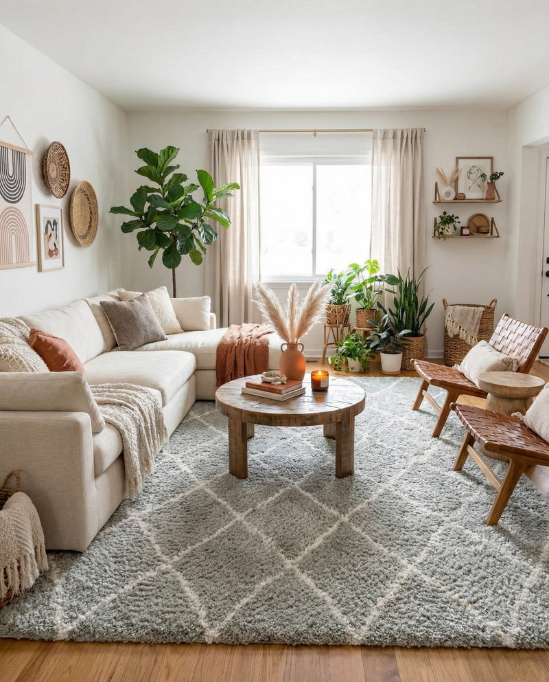 Casablanca Comfort Collection Area Rug -  Tangier Rectangle White Cyan  lifestyle 17