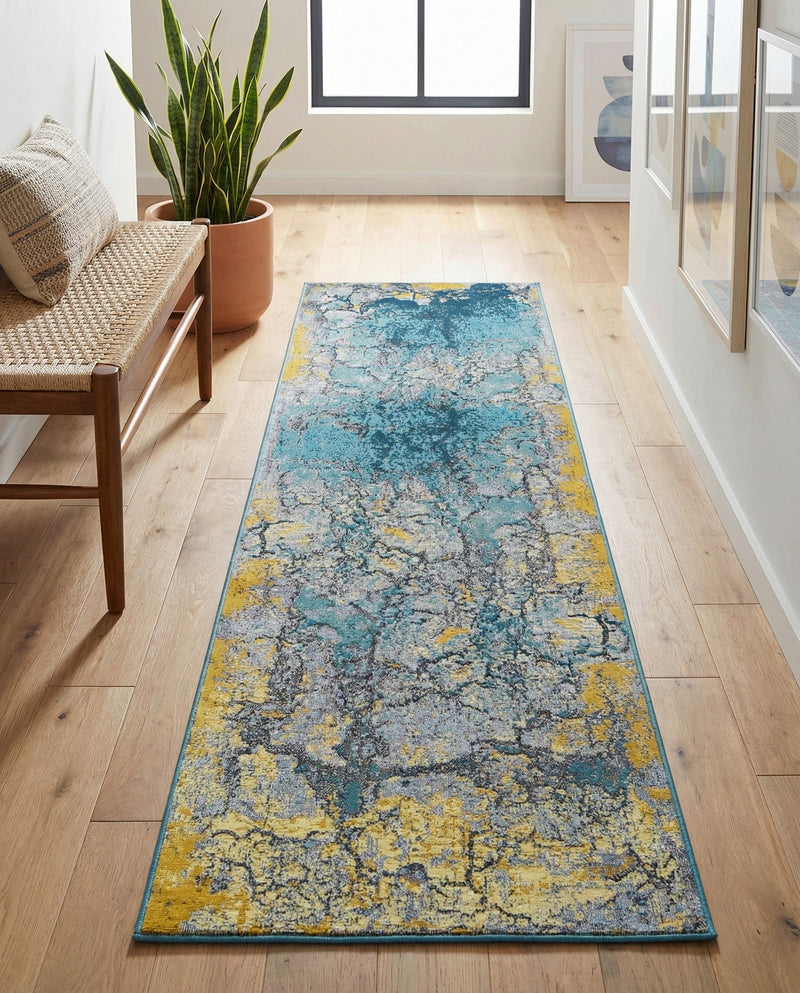 Urban Terrace Collection Area Rug -  Lanai Runner Gradient Blue  lifestyle 64