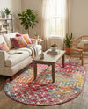 Mediterranean Lattice Collection Area Rug - Santorini (Multi) Oval Multi  lifestyle 69