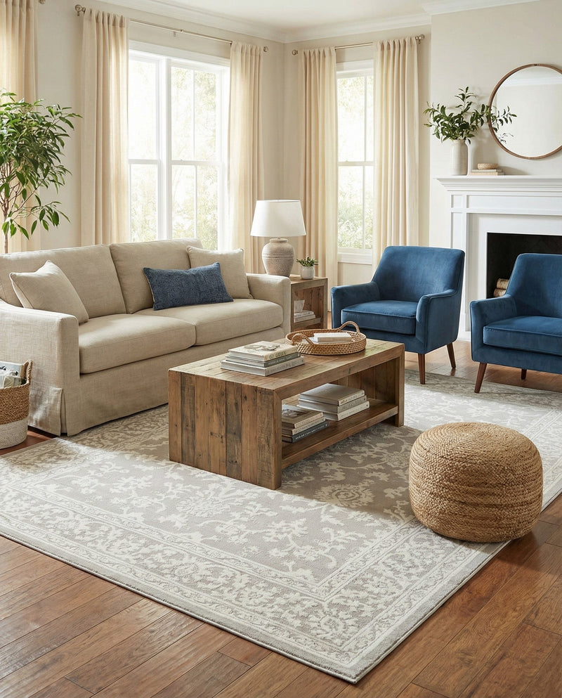 Savannah Elegance Collection Area Rug - Augusta (Light Gray) Rectangle Light Gray  lifestyle 12