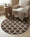 Lattice Gardens Collection Area Rug -  Bloomfield (Chocolate Brown) Round Chocolate Brown  lifestyle 47