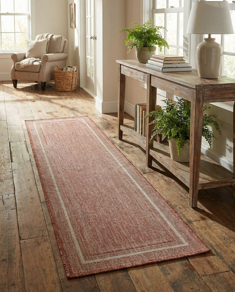 Terrace Fringe Collection Area Rug - Veranda (Rust Red) Runner Rust Red  lifestyle 68