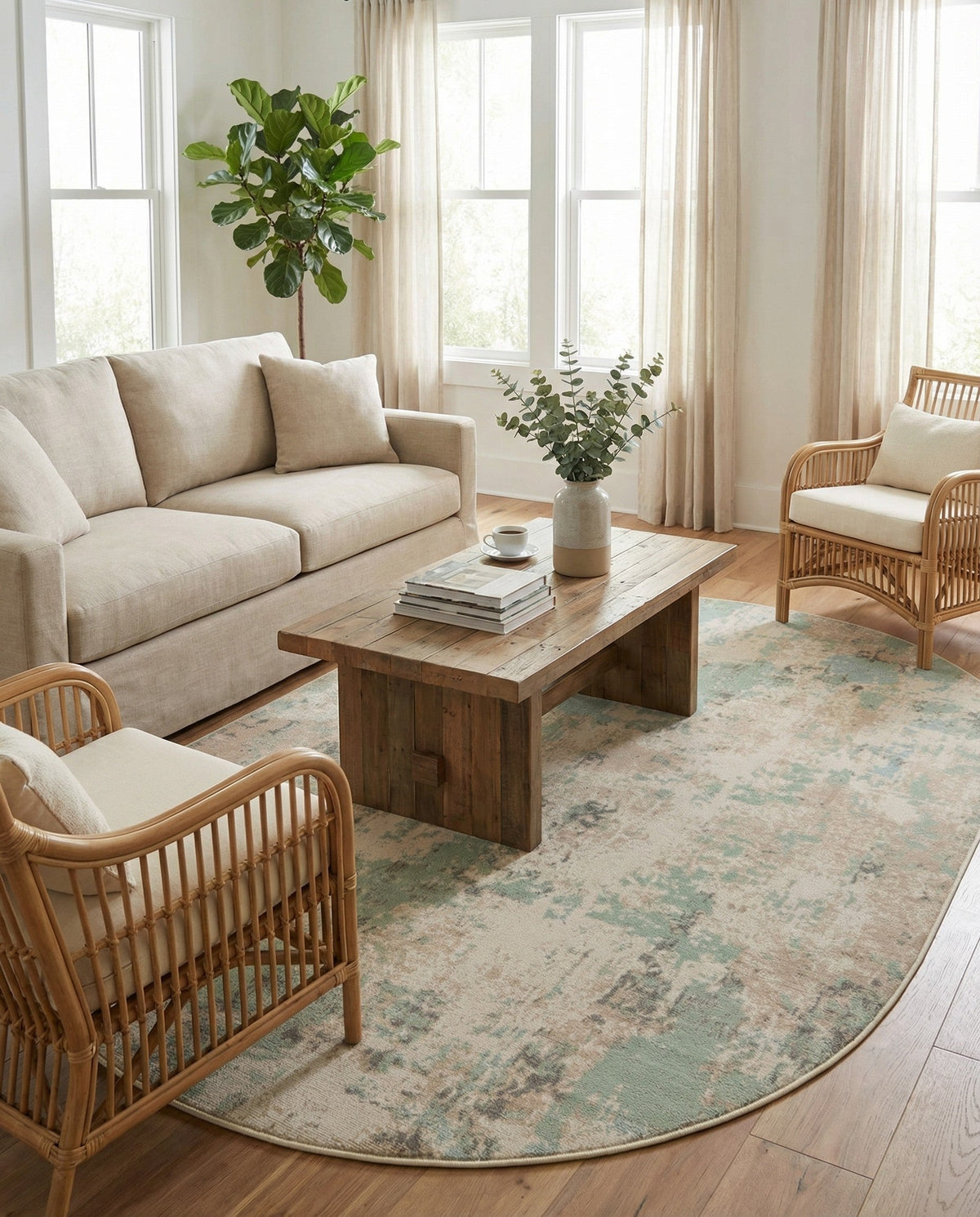 Lagoon Oasis Collection Area Rug -  Seagrass Oval Teal  lifestyle 119