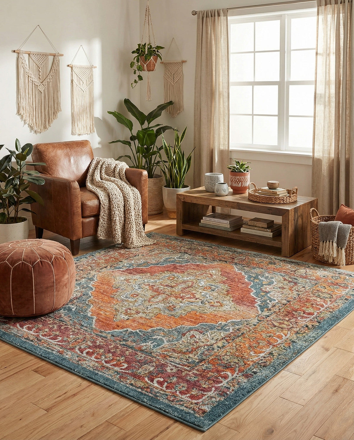 Savannah Soiree Collection Area Rug - Serengeti (Rust Red) Square Rust Red  lifestyle 62