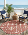 Seaside Haven Rugs Collection Area Rug - Sapphire (Rust Red) Octagon Rust Red  lifestyle 73