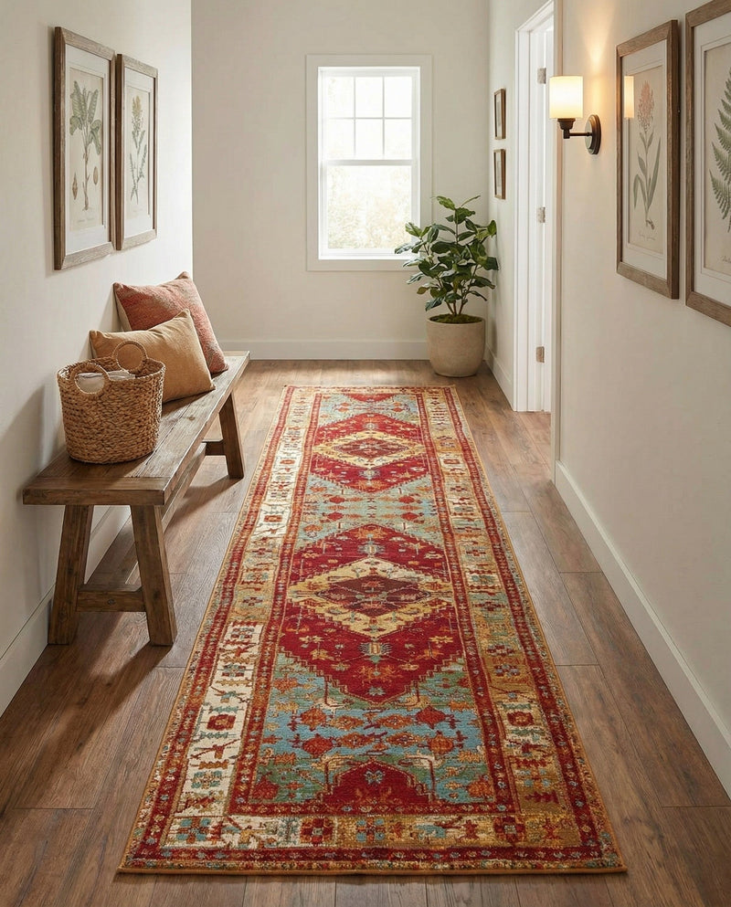 Patio Heritage Collection Area Rug -  Arbor Runner Red Green Blue  lifestyle 68