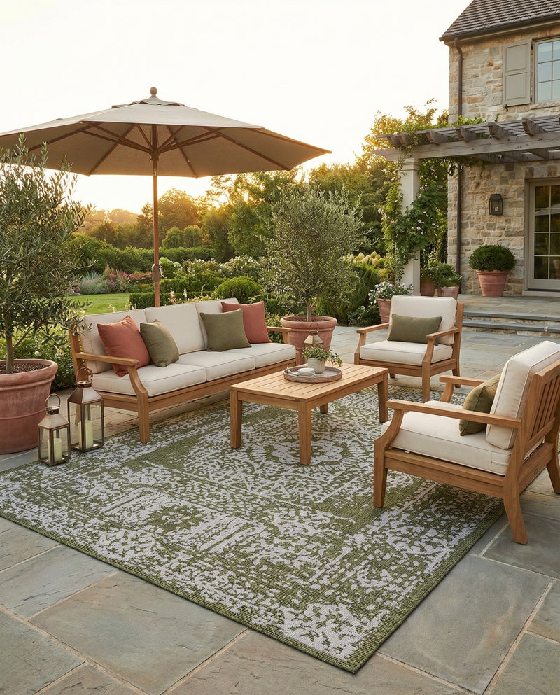 Patio Heritage Collection Area Rug - Savannah (Green) Rectangle Green  lifestyle 20