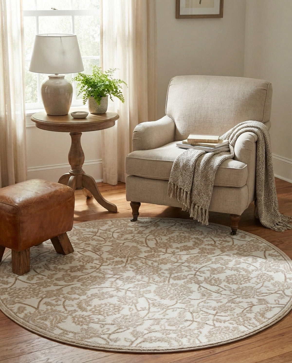 Andes Summit Collection Area Rug -  Chimborazo Round Snow White  lifestyle 126
