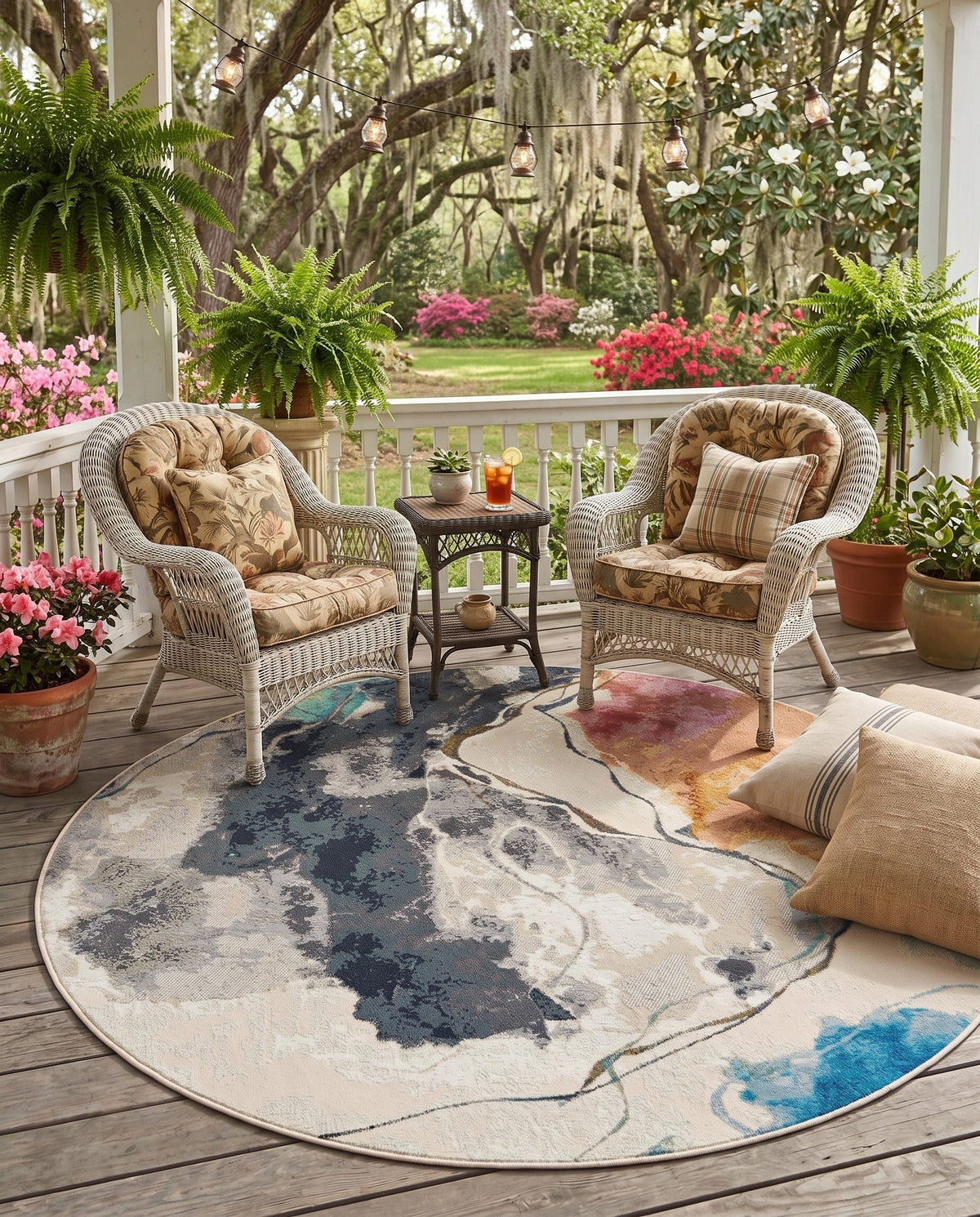 Urban Terrace Collection Area Rug -  Arbor Round Multi  lifestyle 77