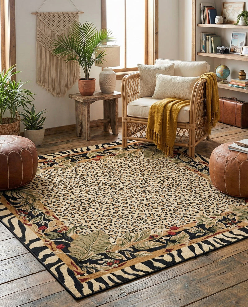 Savannah Sojourn Collection Area Rug -  Moremi Square Cream  lifestyle 67