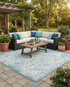 Tribal Terrace Treasures Collection Area Rug - Mayan Marina (Teal) Square Teal  lifestyle 39