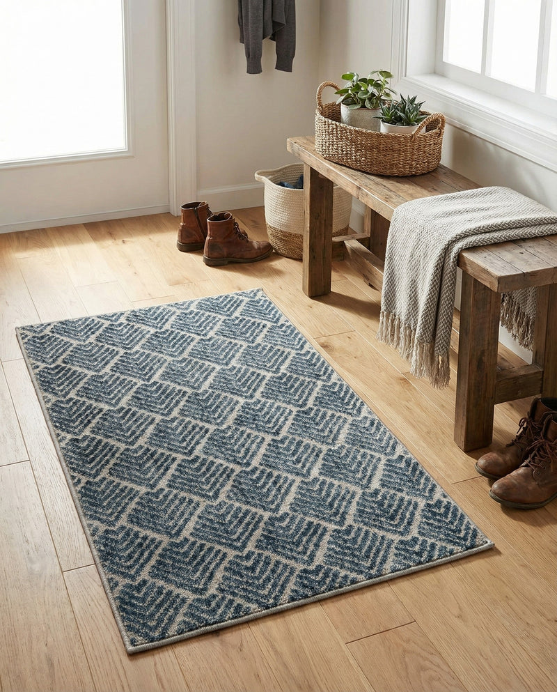 Geo Garden Lattice Collection Area Rug -  Casablanca Rectangle Harbor Blue  lifestyle 25