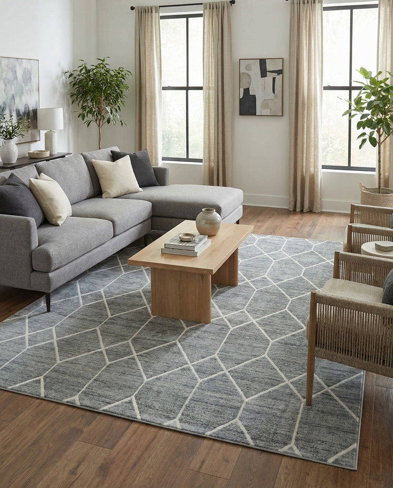 Garden Maze Retreat Collection Area Rug -  Greenbower Rectangle Gray  lifestyle 14