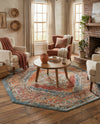 Savannah Soiree Collection Area Rug - Serengeti (Rust Red) Octagon Rust Red  lifestyle 65
