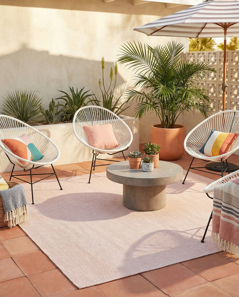 Jill Zarin Sedona Oasis Outdoor Collection Area Rug - Coconino (Pink Roses) Square Pink Roses  lifestyle 46