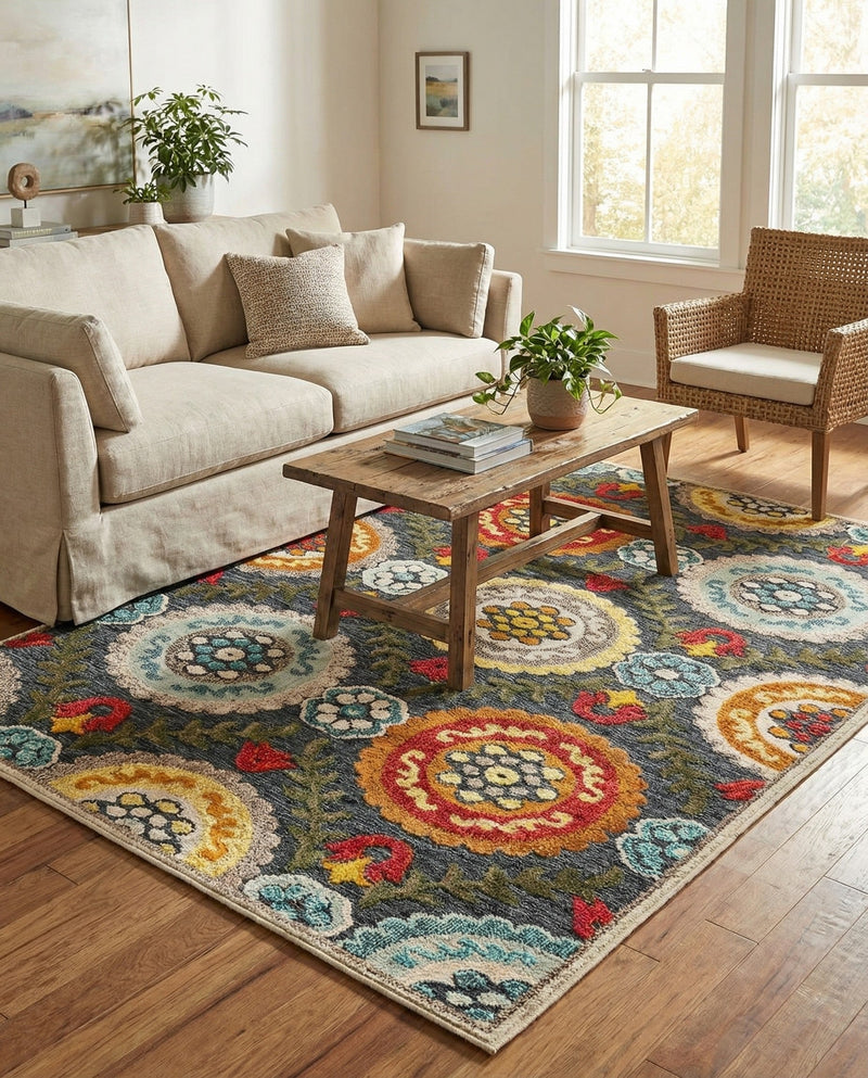 Outdoor Marrakesh Collection Area Rug -  Asilah Rectangle Gray  lifestyle 11