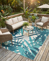 Seaside Blooms Collection Area Rug -  Provence Rectangle Teal blue  lifestyle 15