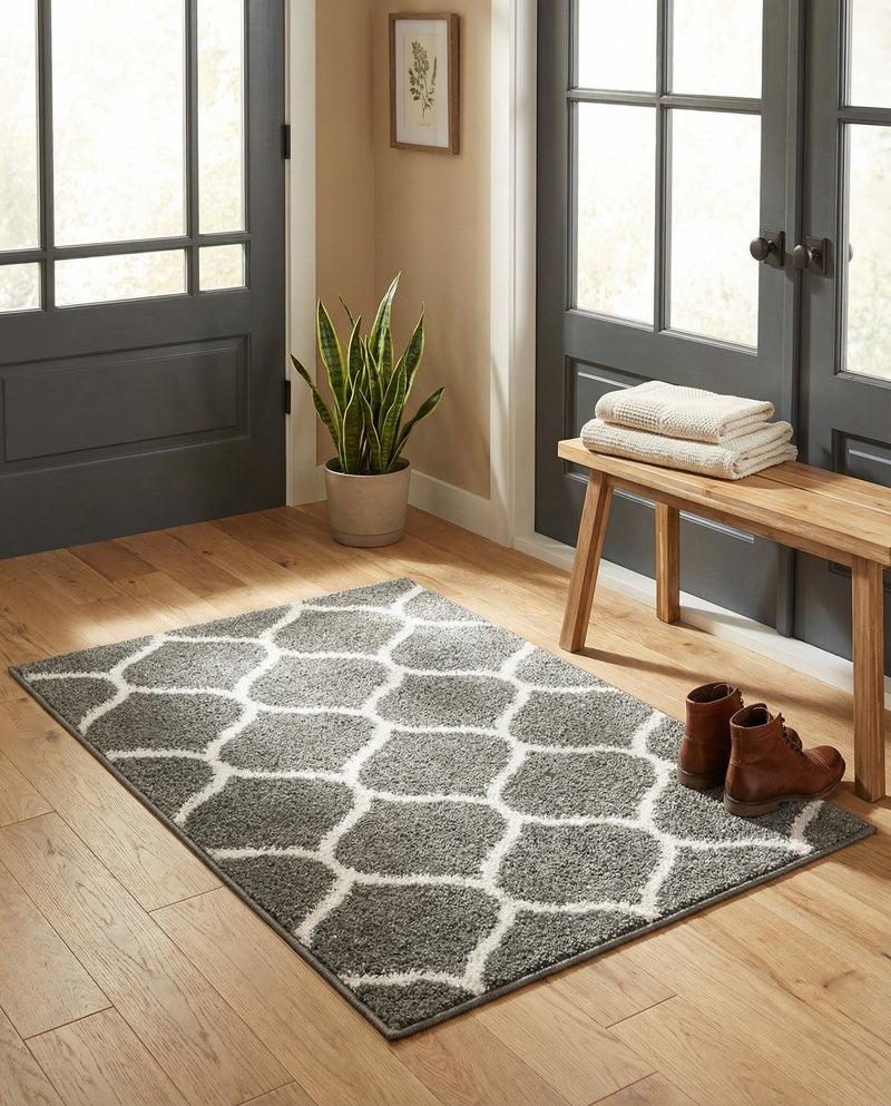 Trellis Mosaic Collection Area Rug -  Pergolatown (Dark Gray) Rectangle Dark Gray  lifestyle 5