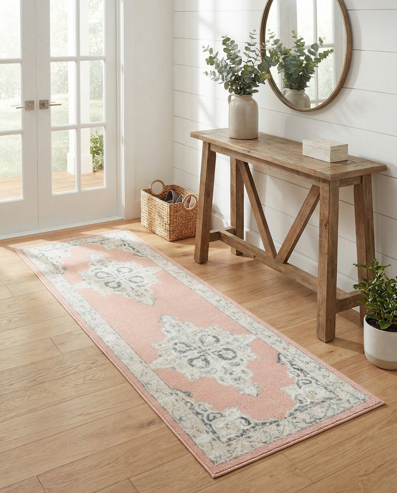 Beverly Grove Collection Area Rug -  Fairfax (Rose) Runner Rose  lifestyle 63