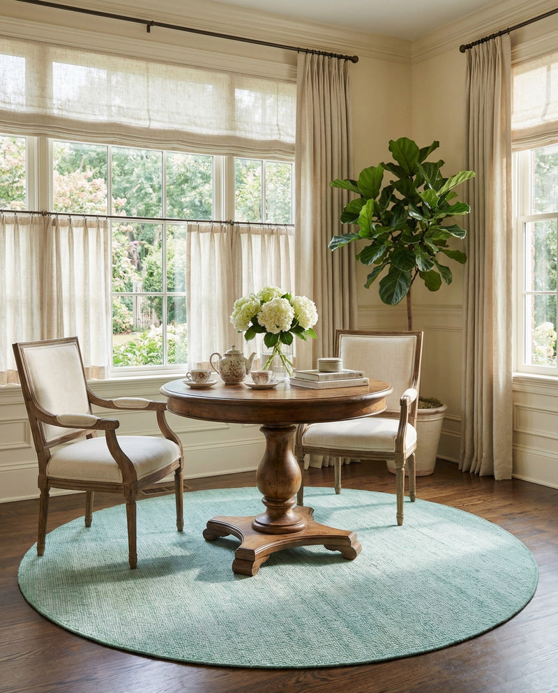 Berkshire Estate Collection Area Rug - Windsor (Green) Round Green  lifestyle 54