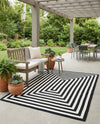 Sustainable Strands Indoor-Outdoor Oasis Collection Area Rug - Harborview Rectangle Black and White  lifestyle 11