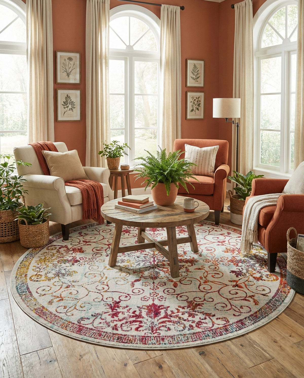 Brighton Terrace Collection Area Rug -  Saltdean Round Ivory  lifestyle 106