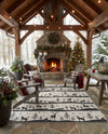Garden Festivity Collection Area Rug - Evergreen Rectangle Black and White  lifestyle 15