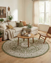Tribal Terrace Treasures Collection Area Rug -  Incan Isle (Green) Round Green  lifestyle 32