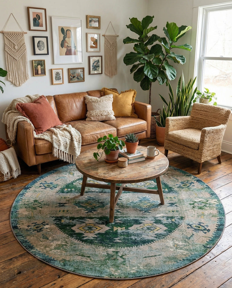 Sierra Collection Area Rug -  Sonoma Round Green  lifestyle 66