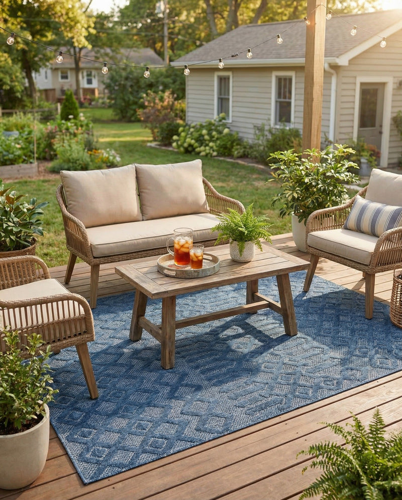 Garden Lattice Charm Collection Area Rug -  Pergola (Navy Blue) Rectangle Navy Blue  lifestyle 11