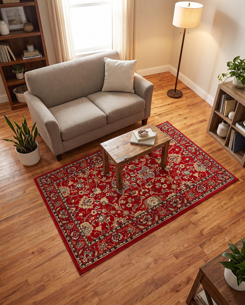 Isfahan Elegance Collection Area Rug - Naghsh-e Jahan (Red) Rectangle Red  lifestyle 28