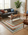 Outdoor Marrakesh Collection Area Rug -  Ouarzazate Square Multi Beige  lifestyle 67